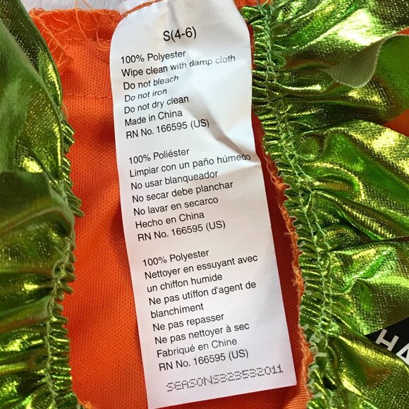 Seasons Precious Pumpkin Costume Girls Small (4-6) Halloween Orange Green NEW - Picture 8 of 11